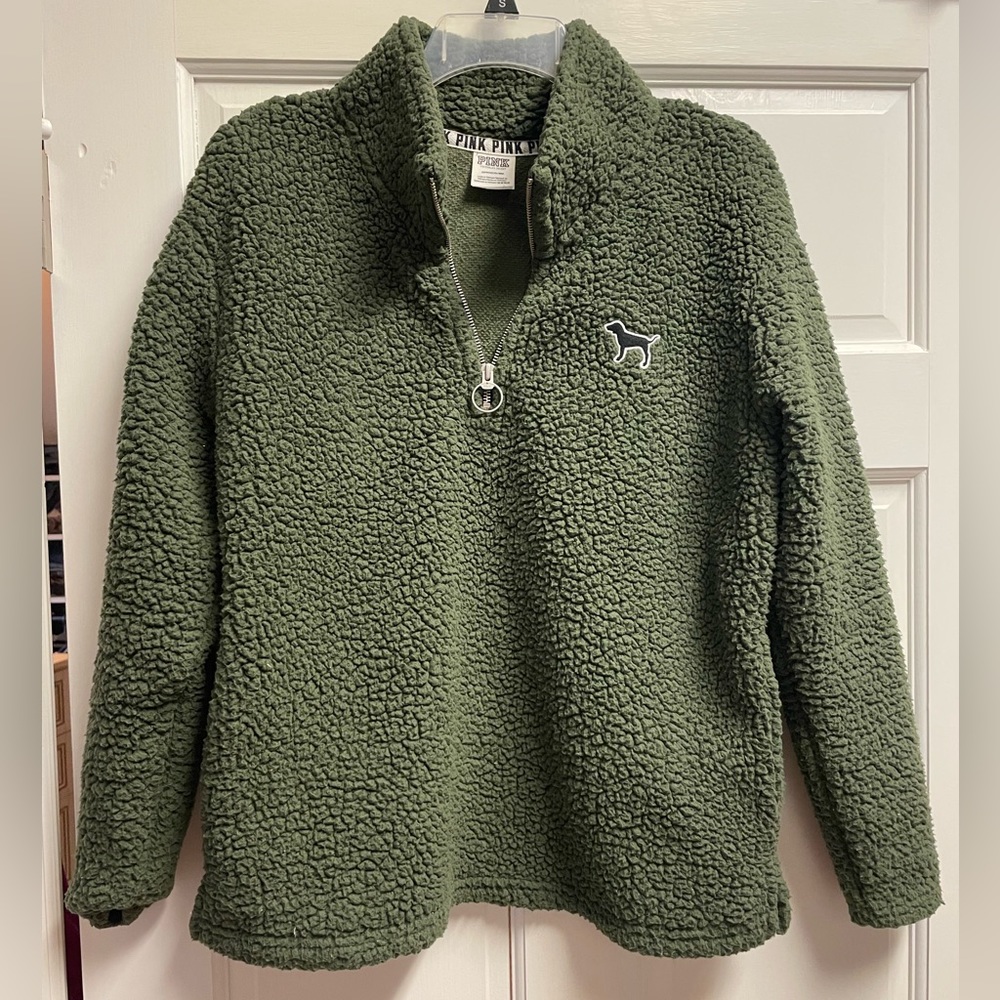 Pink Boyfriend Sherpa Fleece Quarter Zip